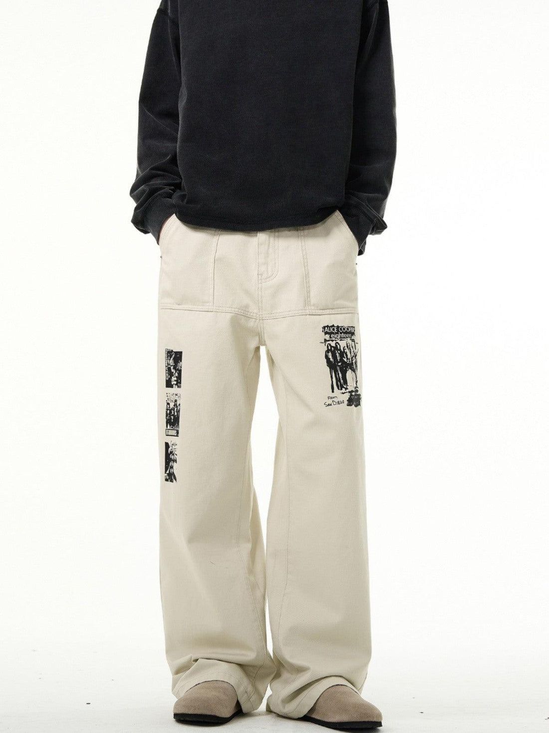 MADWITCH Magazine Punk band print Jeans - Dekayed