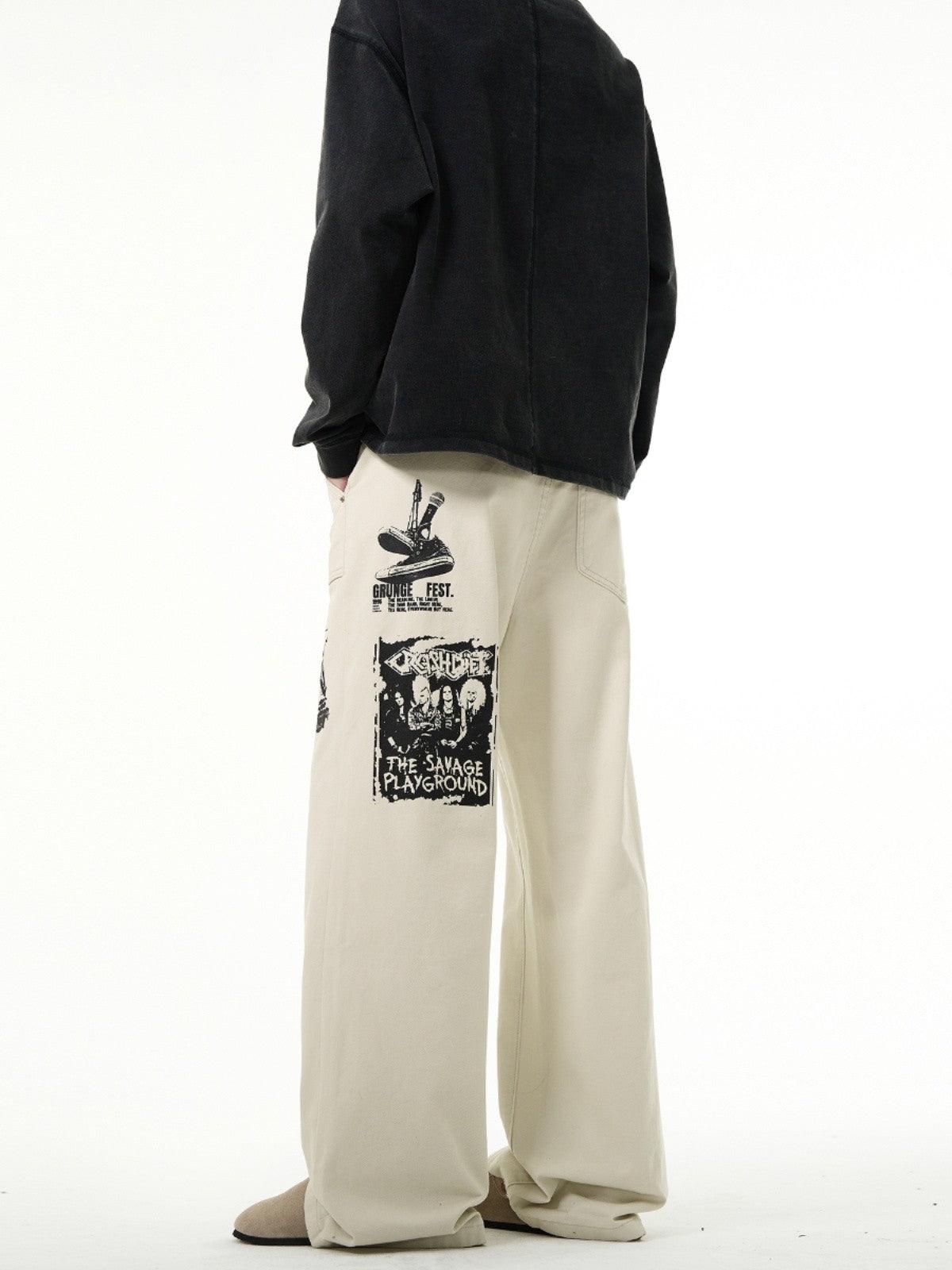 MADWITCH Magazine Punk band print Jeans - Dekayed