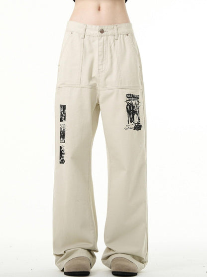 MADWITCH Magazine Punk band print Jeans - Dekayed