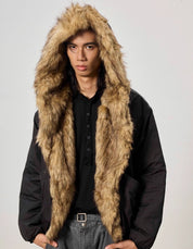 Mountain Carving Fur Collar Jacket - Dekayed