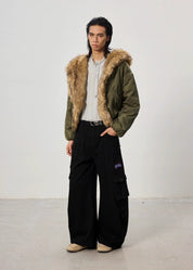Mountain Carving Fur Collar Jacket - Dekayed