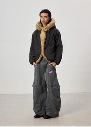 Mountain Carving Fur Collar Jacket - Dekayed