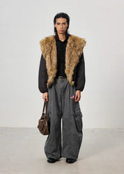 Mountain Carving Fur Collar Jacket - Dekayed
