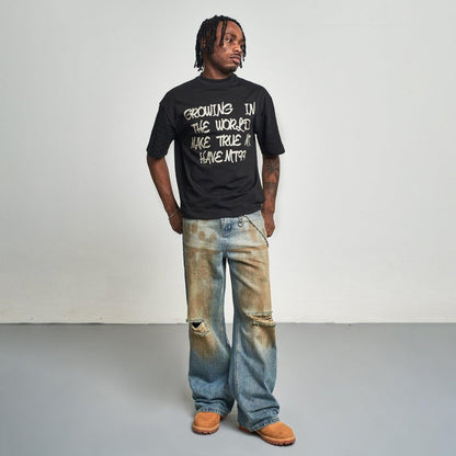 Mud Dye Ripped Baggy Jeans - Dekayed
