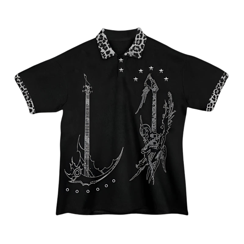 "Angel Demon" Leopard Print Polo Shirt - Dekayed
