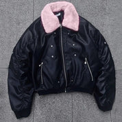 PAIKI "Cyrus Empire" Holy Cross Fur Bomber Jacket - Dekayed