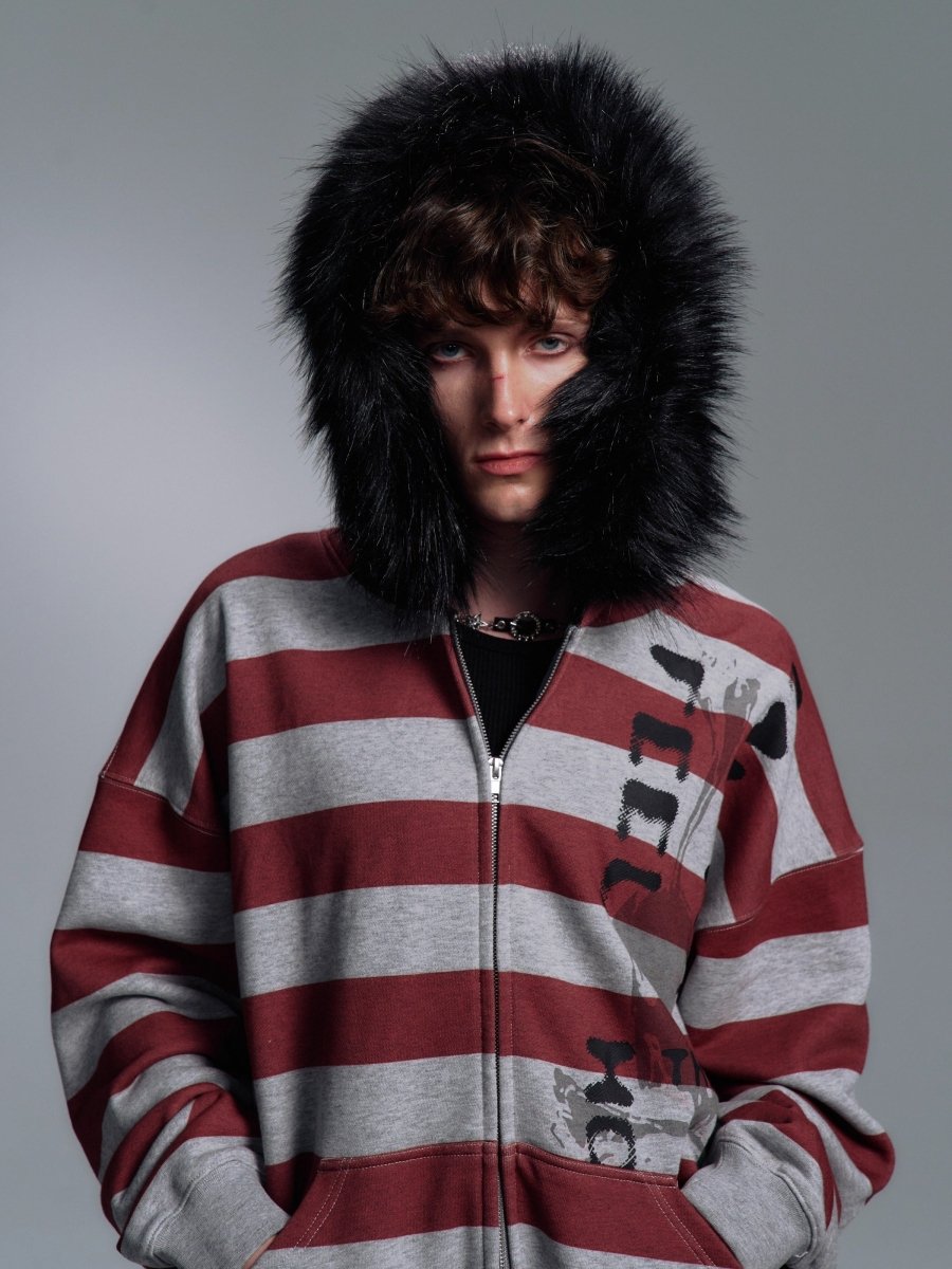 PAIKI "Peace Song" Skull Cross Fur Jacket - Dekayed