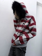 PAIKI "Peace Song" Skull Cross Fur Jacket - Dekayed