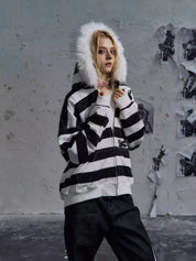 PAIKI "Peace Song" Skull Cross Fur Jacket - Dekayed