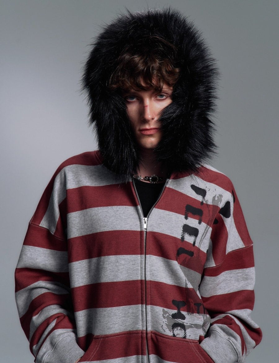 PAIKI "Peace Song" Skull Cross Fur Jacket - Dekayed