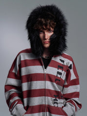 PAIKI "Peace Song" Skull Cross Fur Jacket - Dekayed