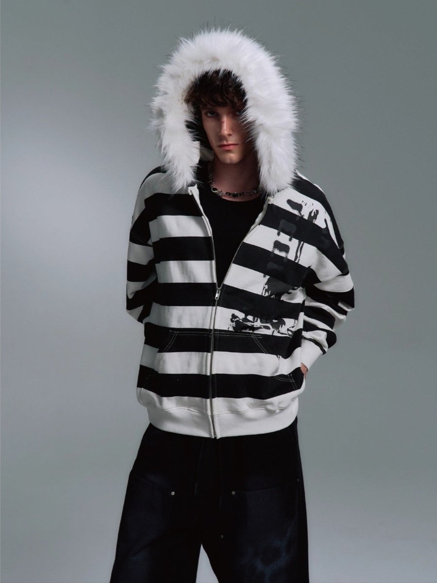 PAIKI "Peace Song" Skull Cross Fur Jacket - Dekayed