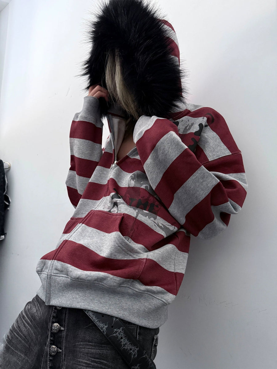 PAIKI "Peace Song" Skull Cross Fur Jacket - Dekayed