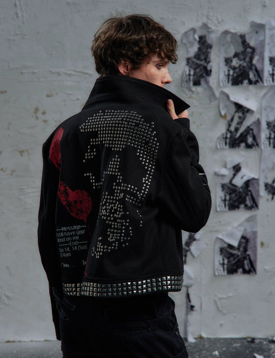 PAIKI "Skull News Armor" Woolen Jacket - Dekayed