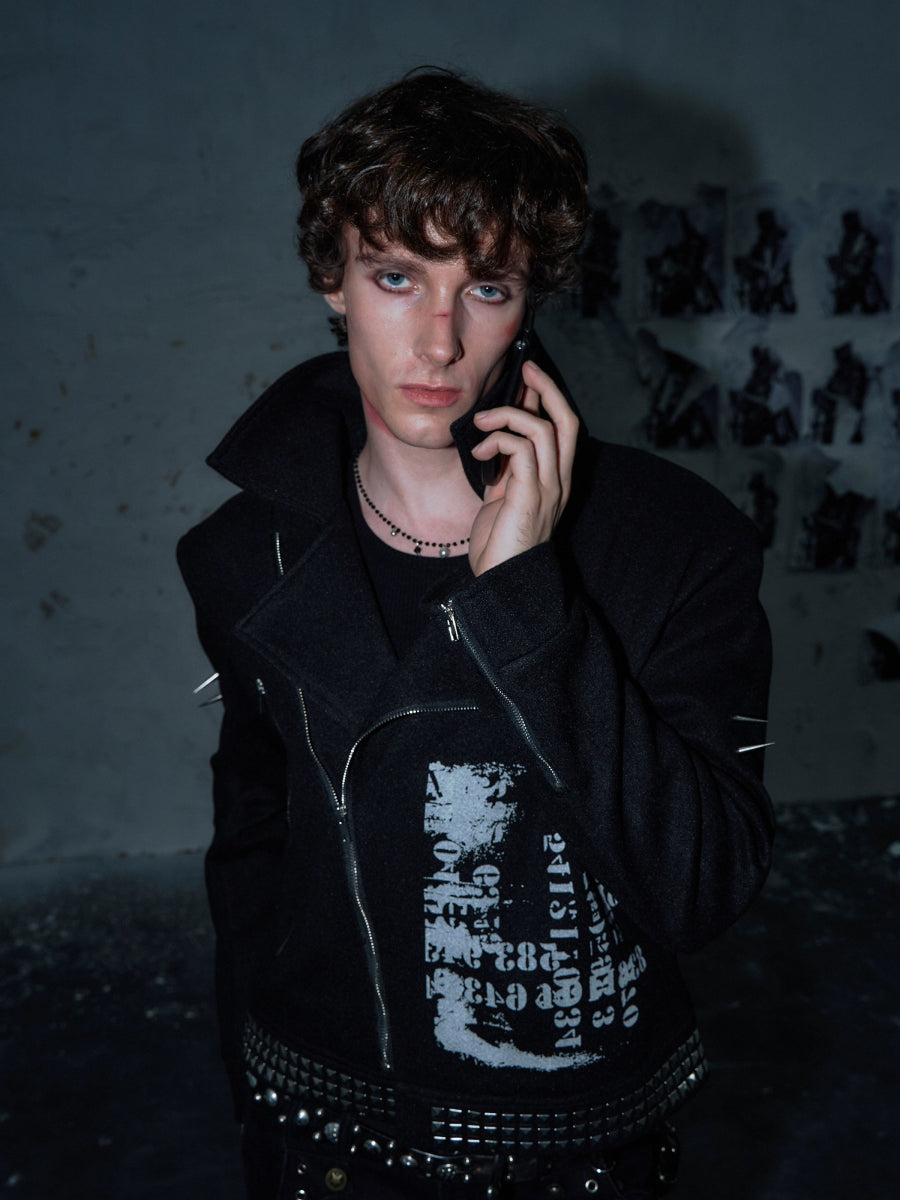PAIKI "Skull News Armor" Woolen Jacket - Dekayed
