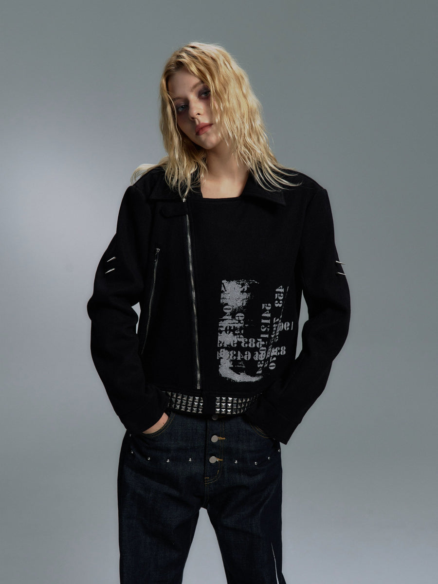 PAIKI "Skull News Armor" Woolen Jacket - Dekayed
