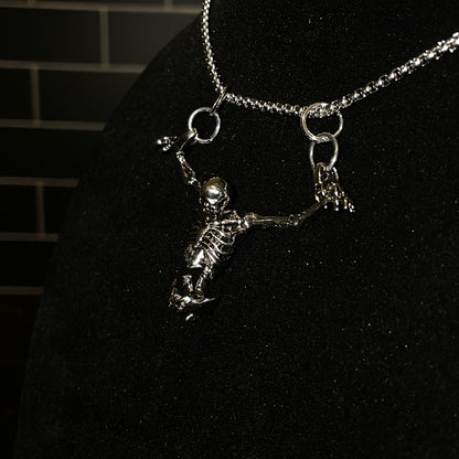 "Crucified Skeleton Necklace"