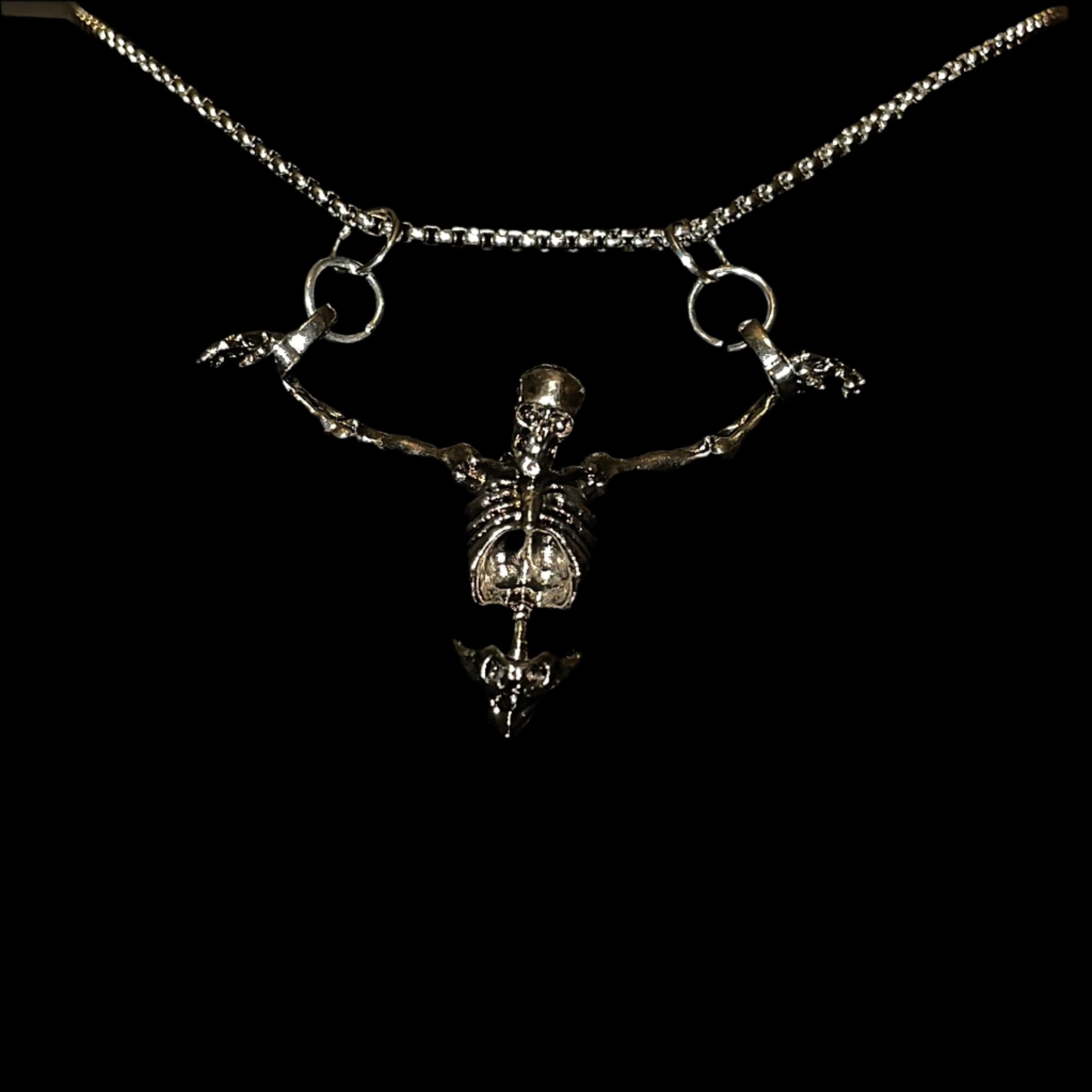 "Crucified Skeleton Necklace"