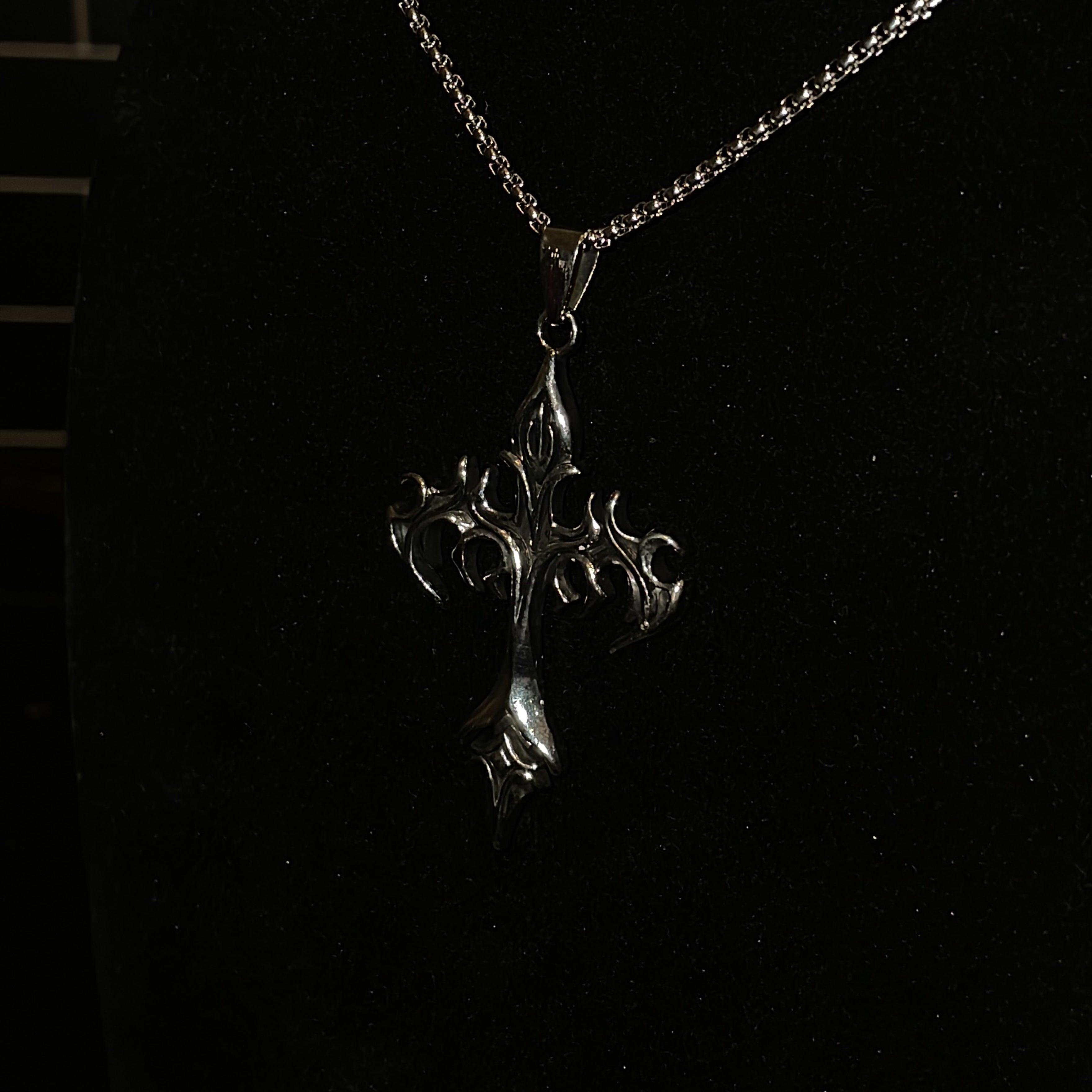 "Flame Cross Necklace"