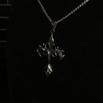 "Flame Cross Necklace"