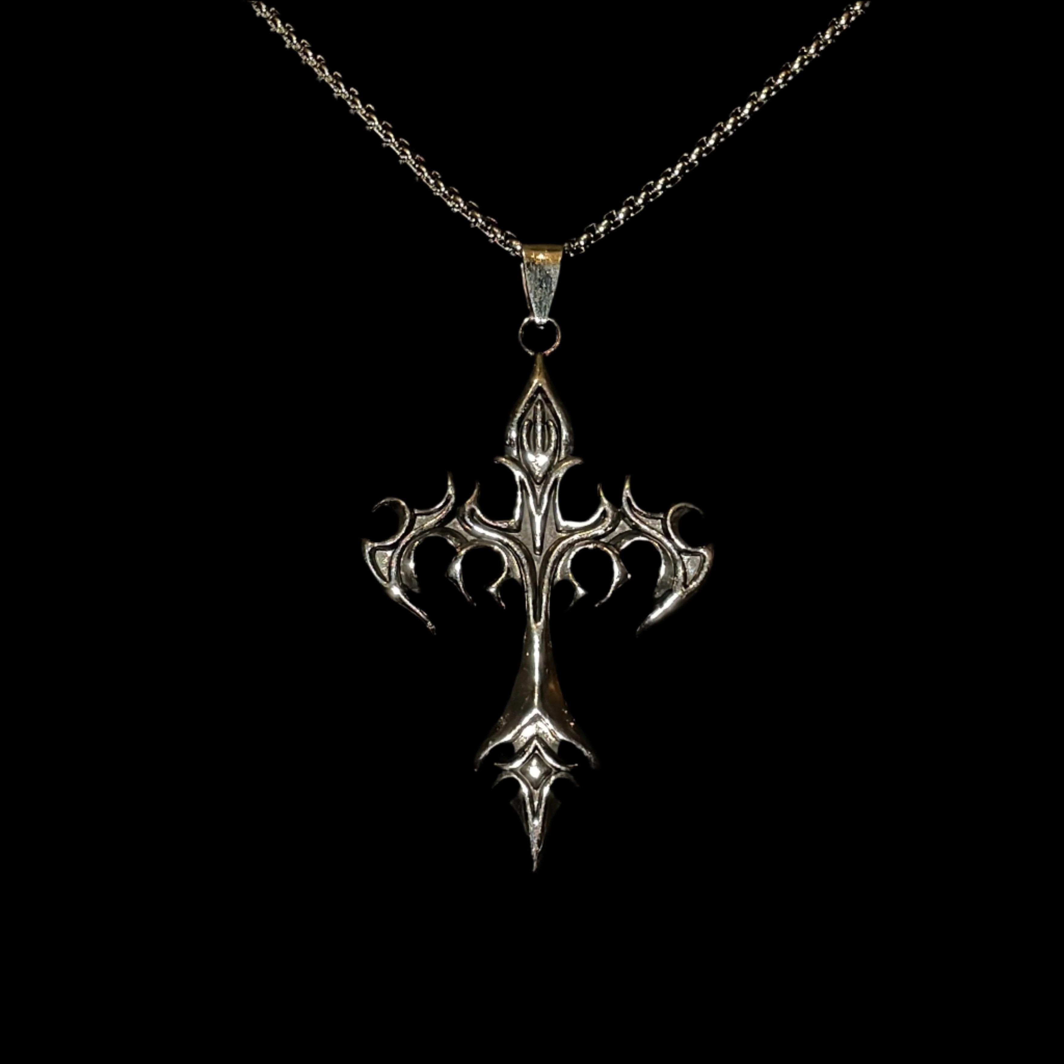 "Flame Cross Necklace"