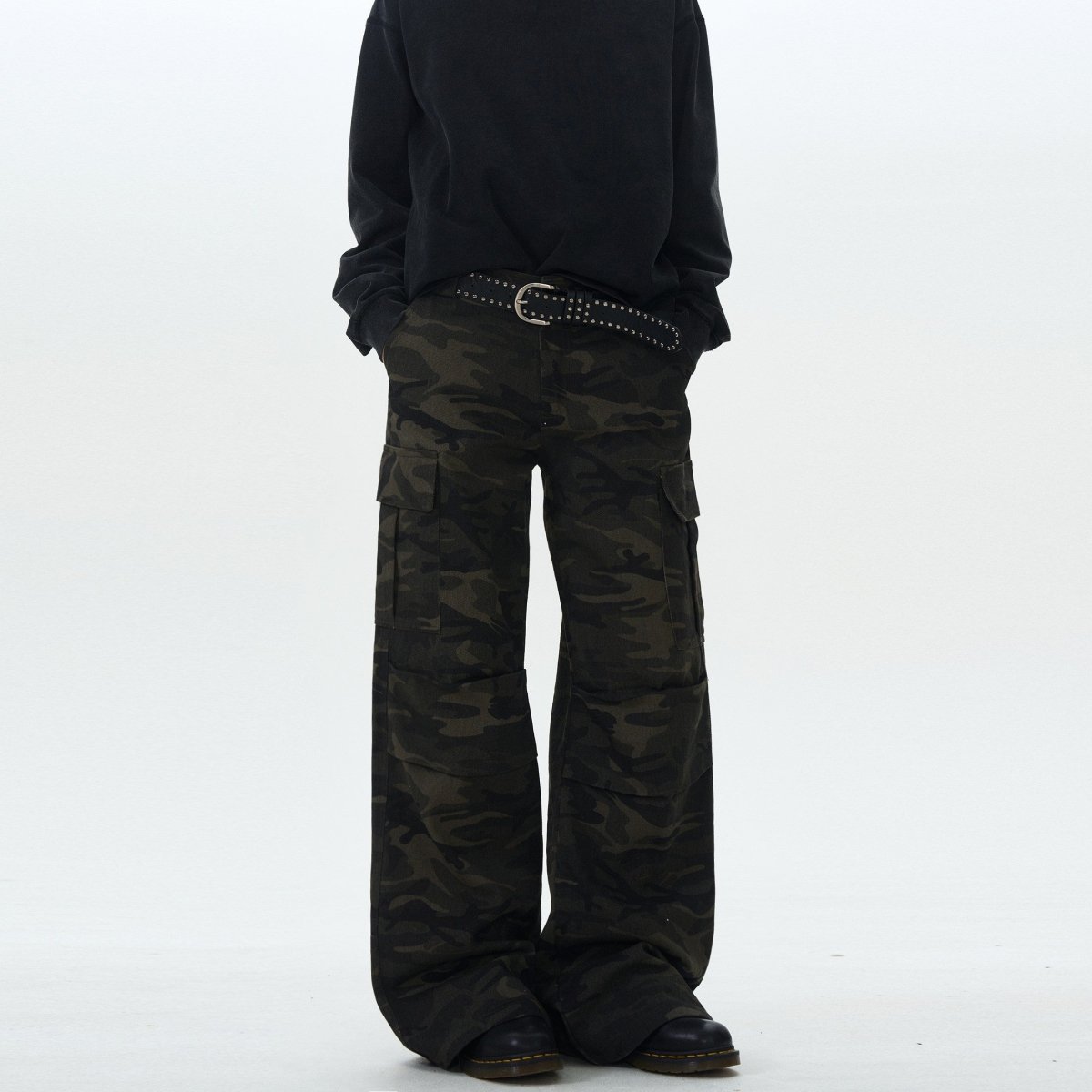 Pleated Camouflage Design Loose Pants - Dekayed