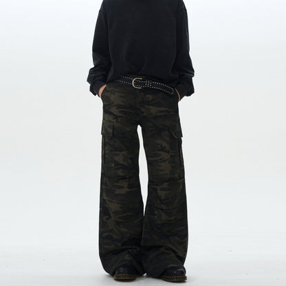 Pleated Camouflage Design Loose Pants - Dekayed