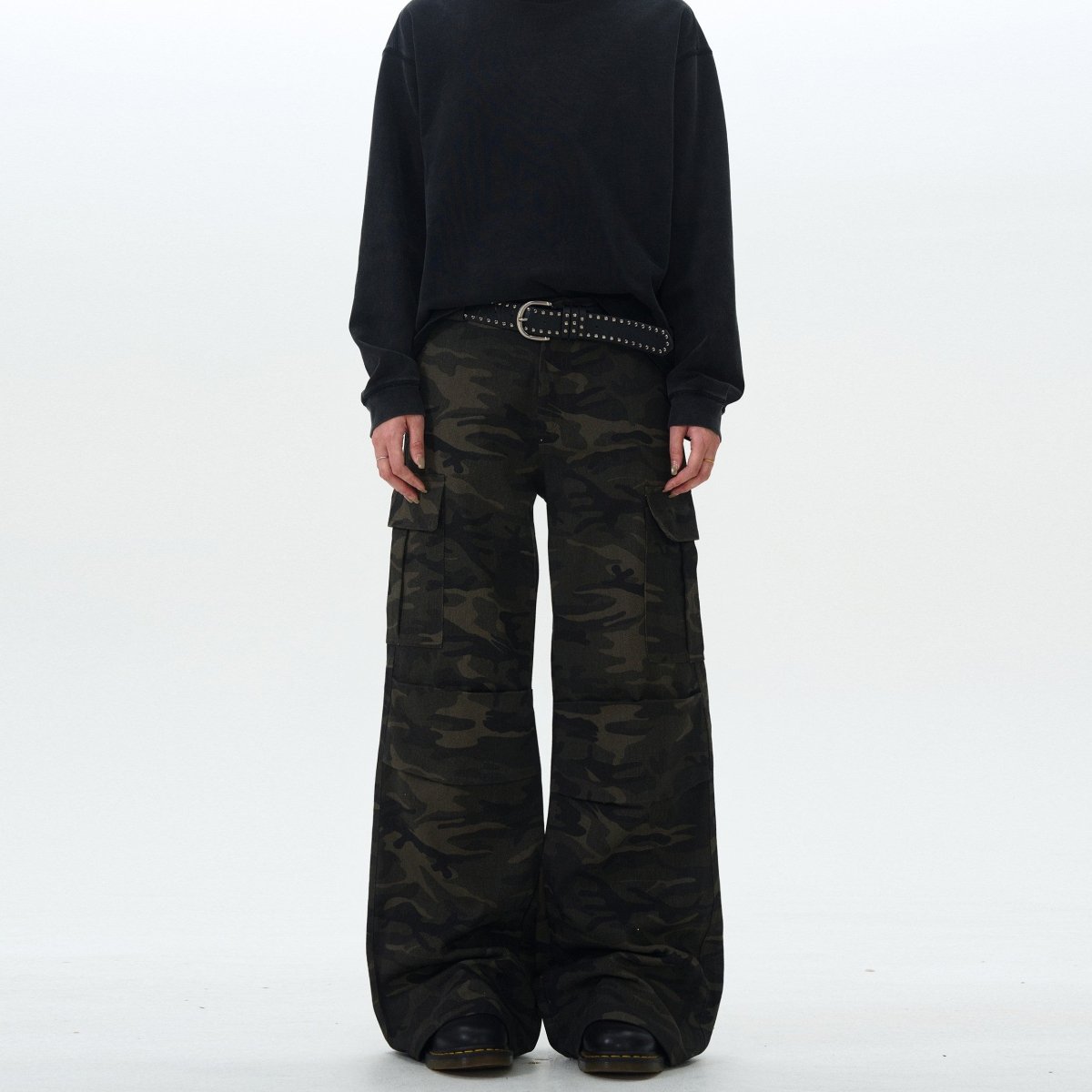 Pleated Camouflage Design Loose Pants - Dekayed