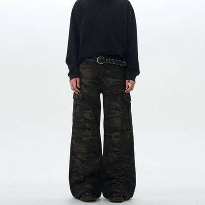 Pleated Camouflage Design Loose Pants - Dekayed