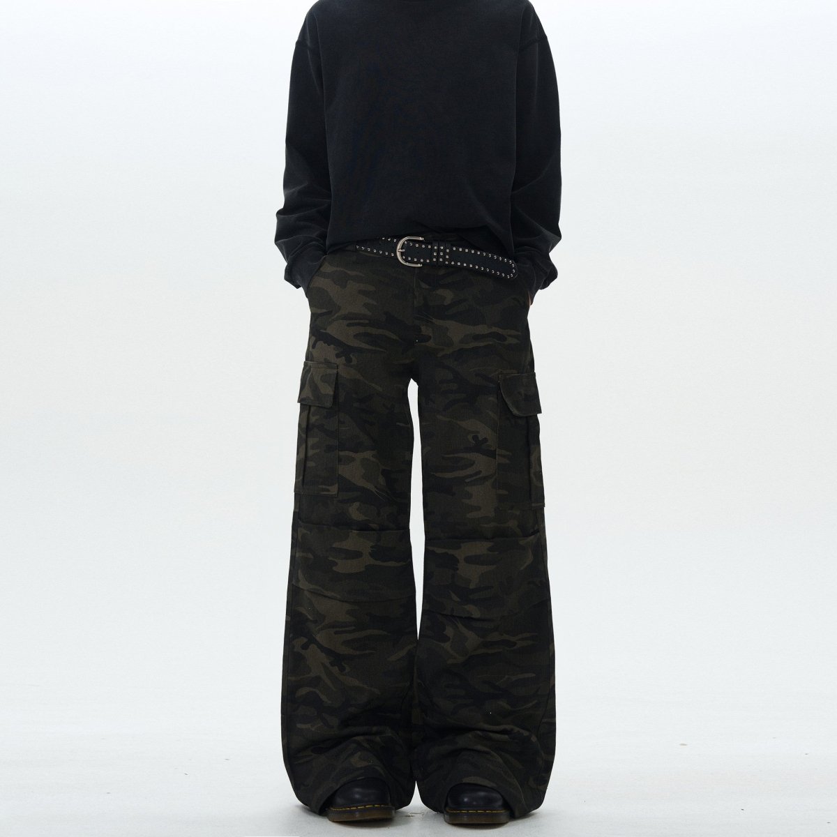 Pleated Camouflage Design Loose Pants - Dekayed