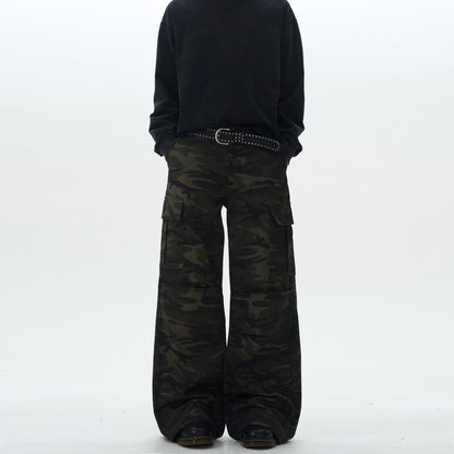 Pleated Camouflage Design Loose Pants - Dekayed