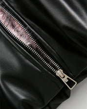 PU Leather Fur Collar Hooded Jacket - Dekayed