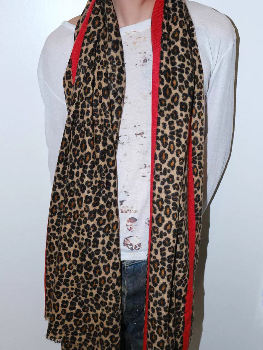 Red Leopard Print Unisex Neck Y2k Scarf - Dekayed