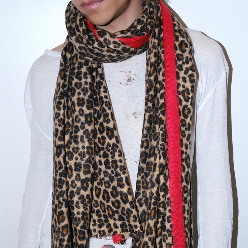 Red Leopard Print Unisex Neck Y2k Scarf - Dekayed