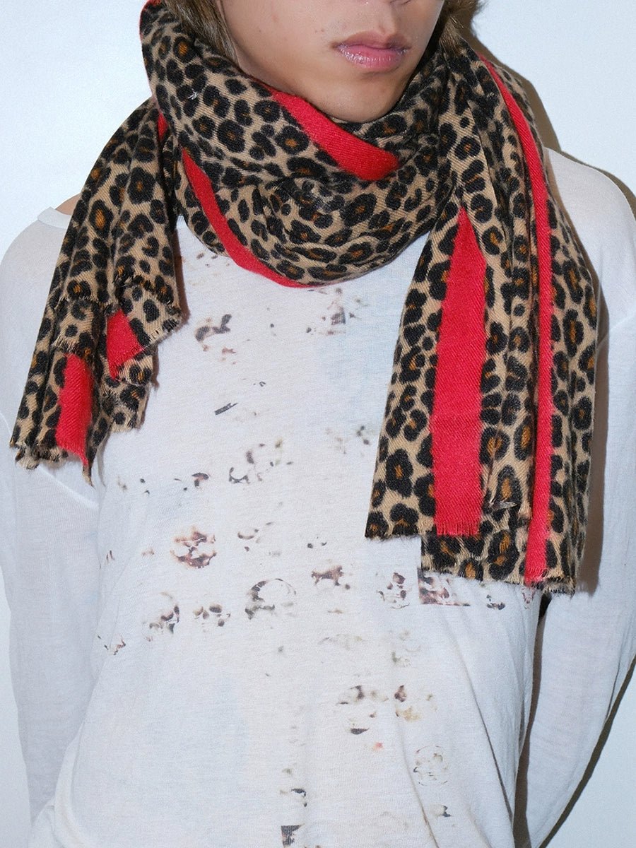 Red Leopard Print Unisex Neck Y2k Scarf - Dekayed