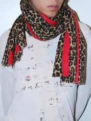 Red Leopard Print Unisex Neck Y2k Scarf - Dekayed
