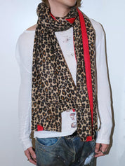 Red Leopard Print Unisex Neck Y2k Scarf - Dekayed