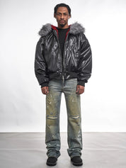 Red Velvet Lining Fur Collar Jacket - Dekayed