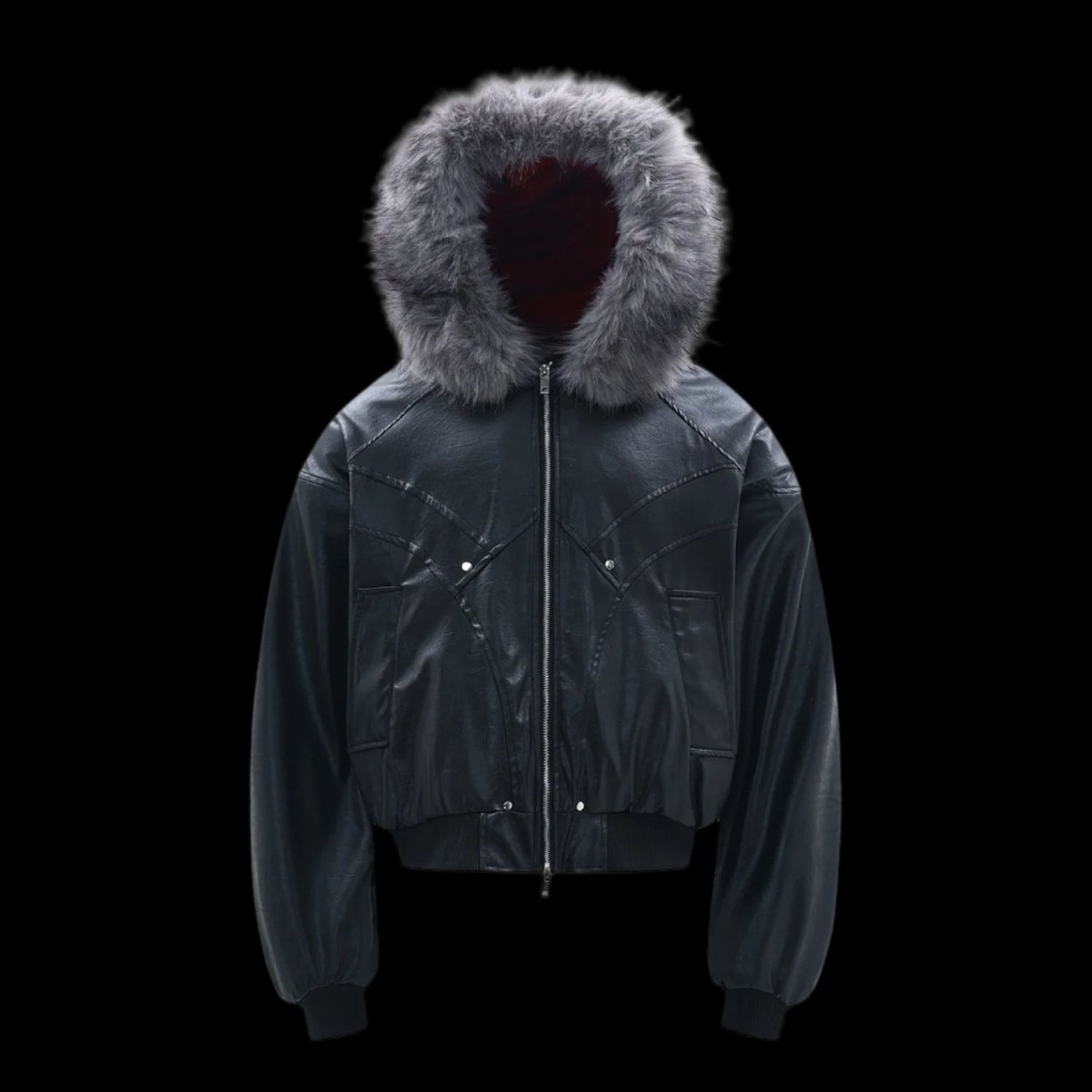 Red Velvet Lining Fur Collar Jacket - Dekayed