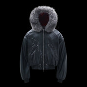 Red Velvet Lining Fur Collar Jacket - Dekayed
