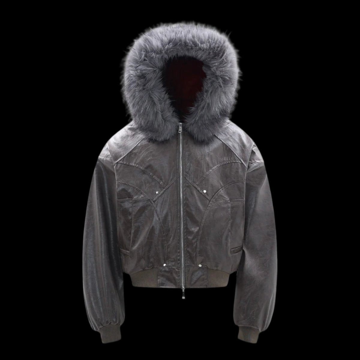 Red Velvet Lining Fur Collar Jacket - Dekayed