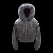 Red Velvet Lining Fur Collar Jacket - Dekayed