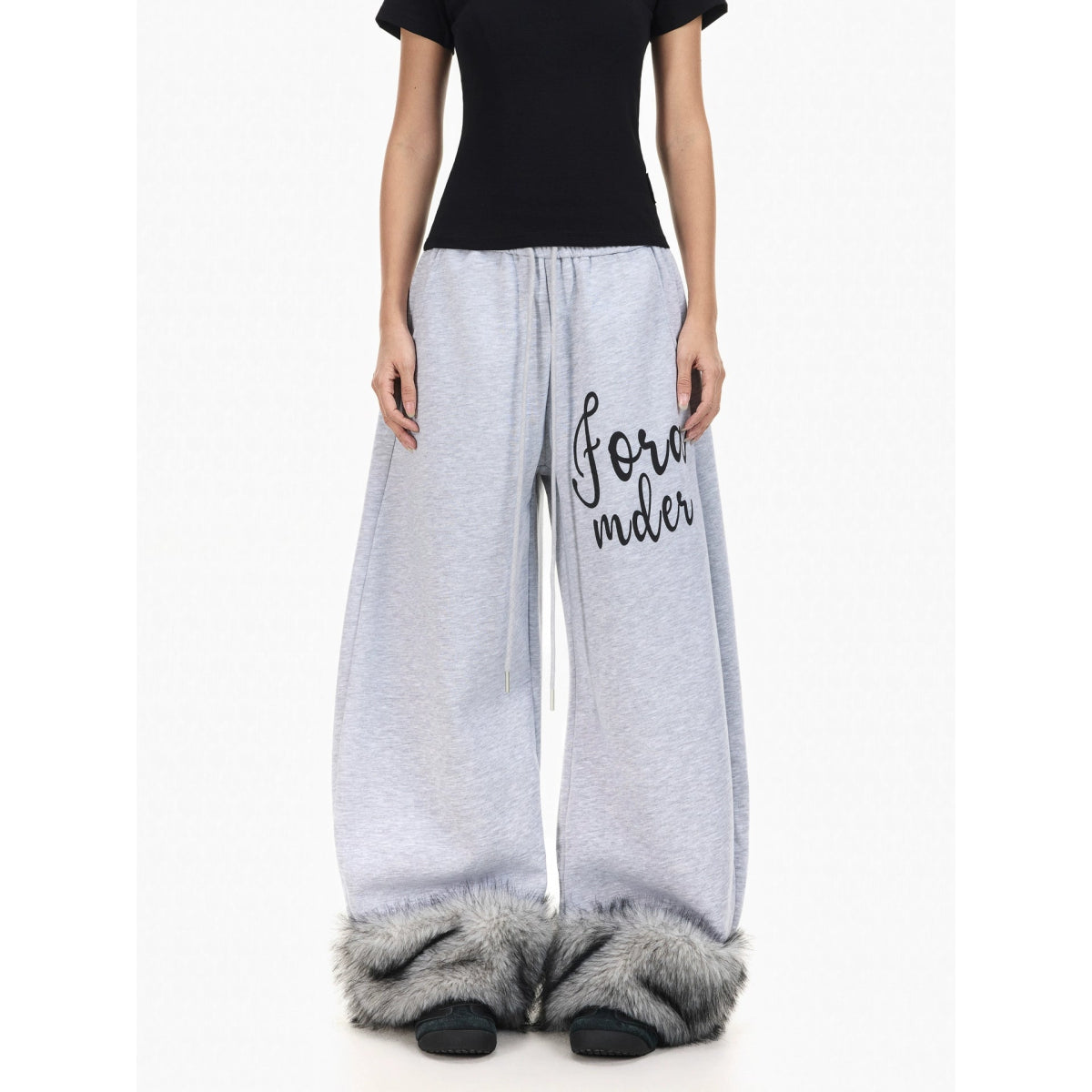 Retro Color Block Plush Wide - Leg Sweatpants - Dekayed