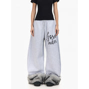 Retro Color Block Plush Wide - Leg Sweatpants - Dekayed