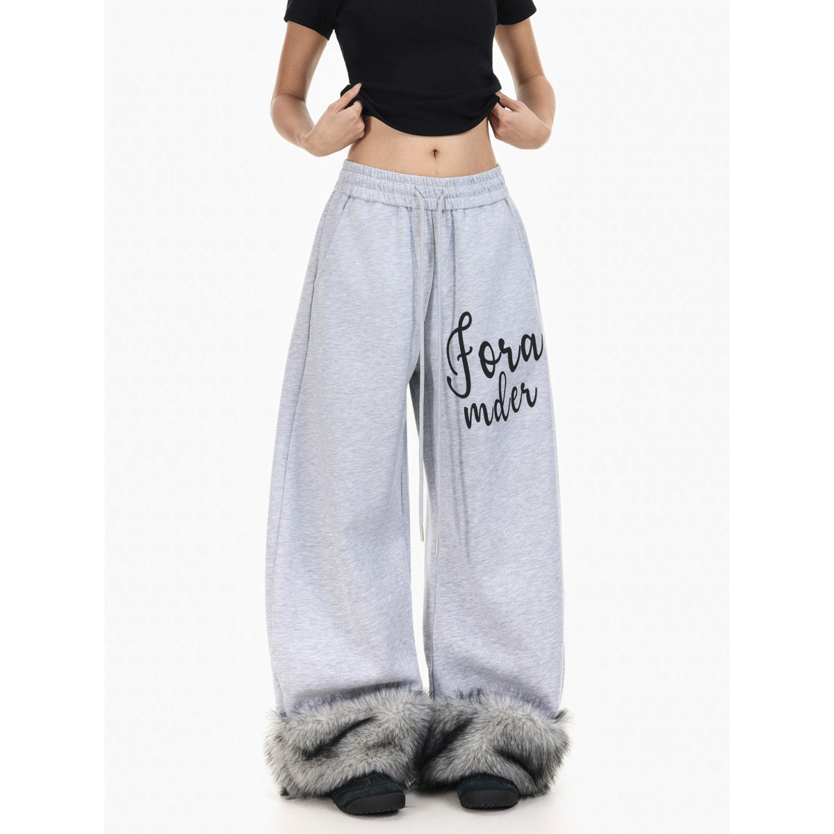 Retro Color Block Plush Wide - Leg Sweatpants - Dekayed