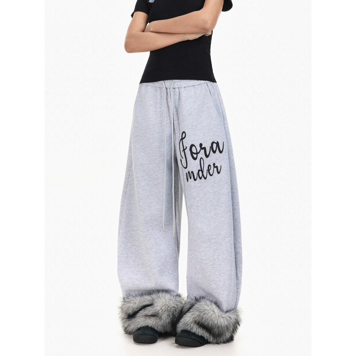 Retro Color Block Plush Wide - Leg Sweatpants - Dekayed