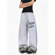 Retro Color Block Plush Wide - Leg Sweatpants - Dekayed