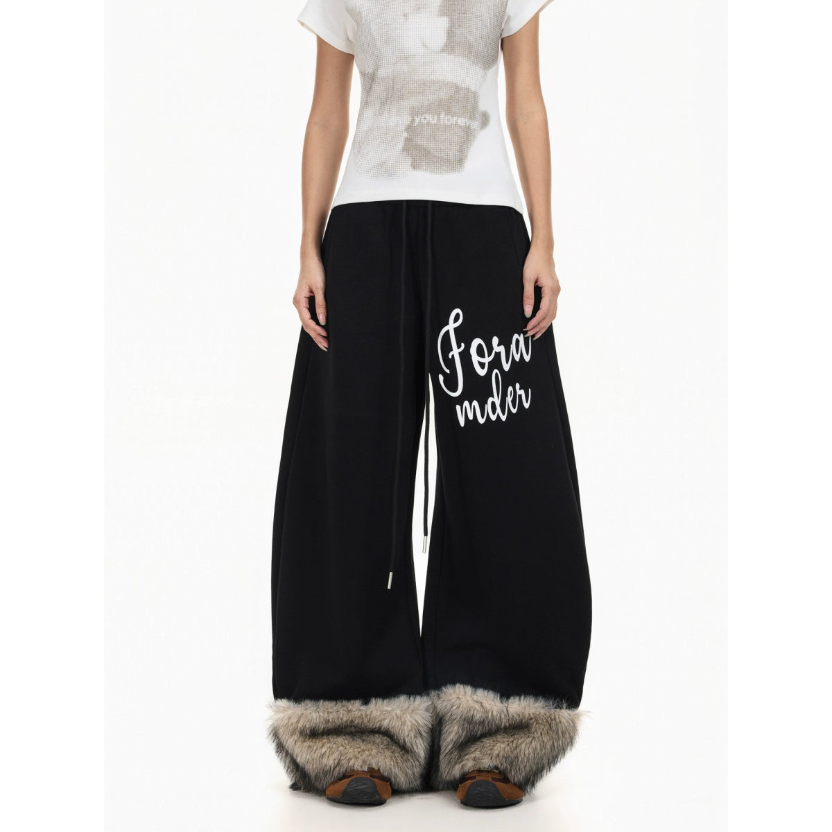 Retro Color Block Plush Wide - Leg Sweatpants - Dekayed