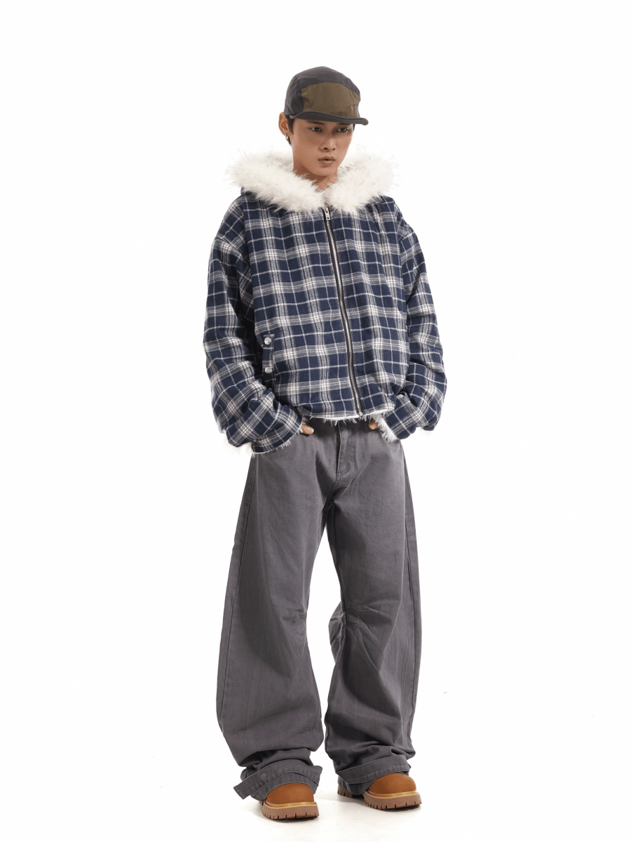 Retro Plaid Fur Jacket - Dekayed