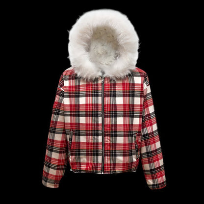 Retro Plaid Fur Jacket - Dekayed